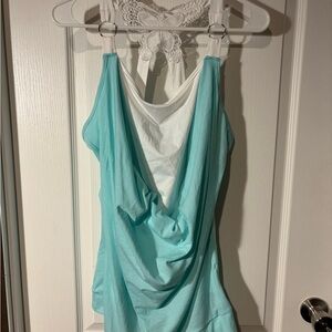 SHEIN Light Blue and White Draped Tank Top